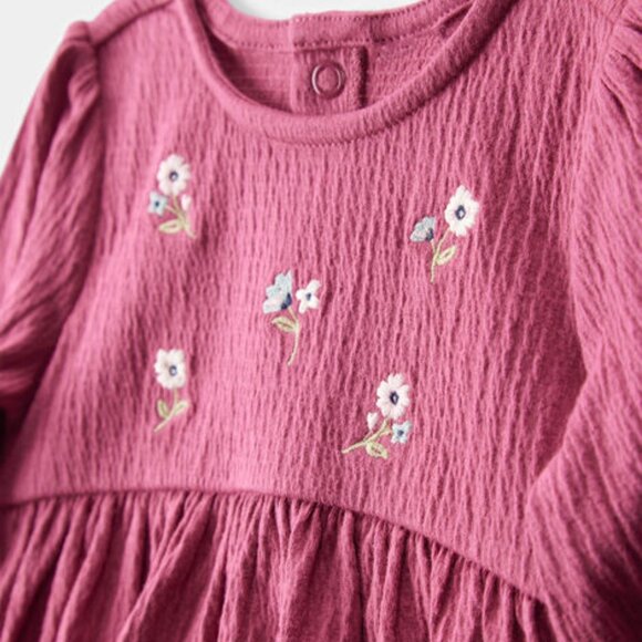 CARTERS Dress Long Sleeves Baby Girl Toddler Size 24M Pink Bodysuit Dress NEW - Picture 4 of 10